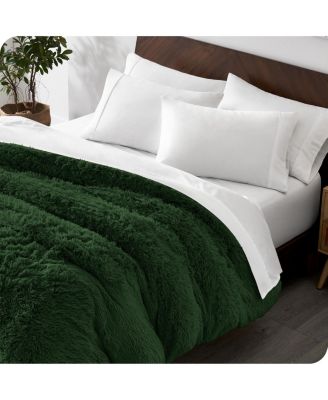 Shaggy Fleece Plush Front Crystal Velvet Back Duvet Cover, Queen