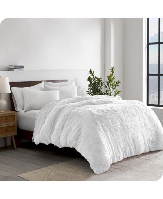 Shaggy Fleece Plush Front Crystal Velvet Back Duvet Cover, Queen