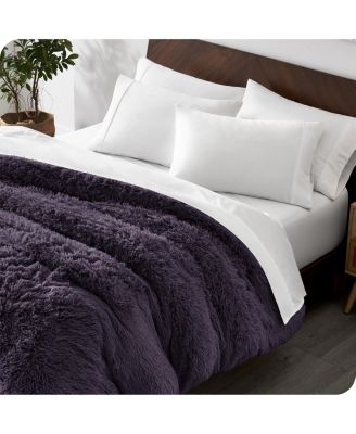 Shaggy Fleece Plush Front Crystal Velvet Back Duvet Cover, Queen