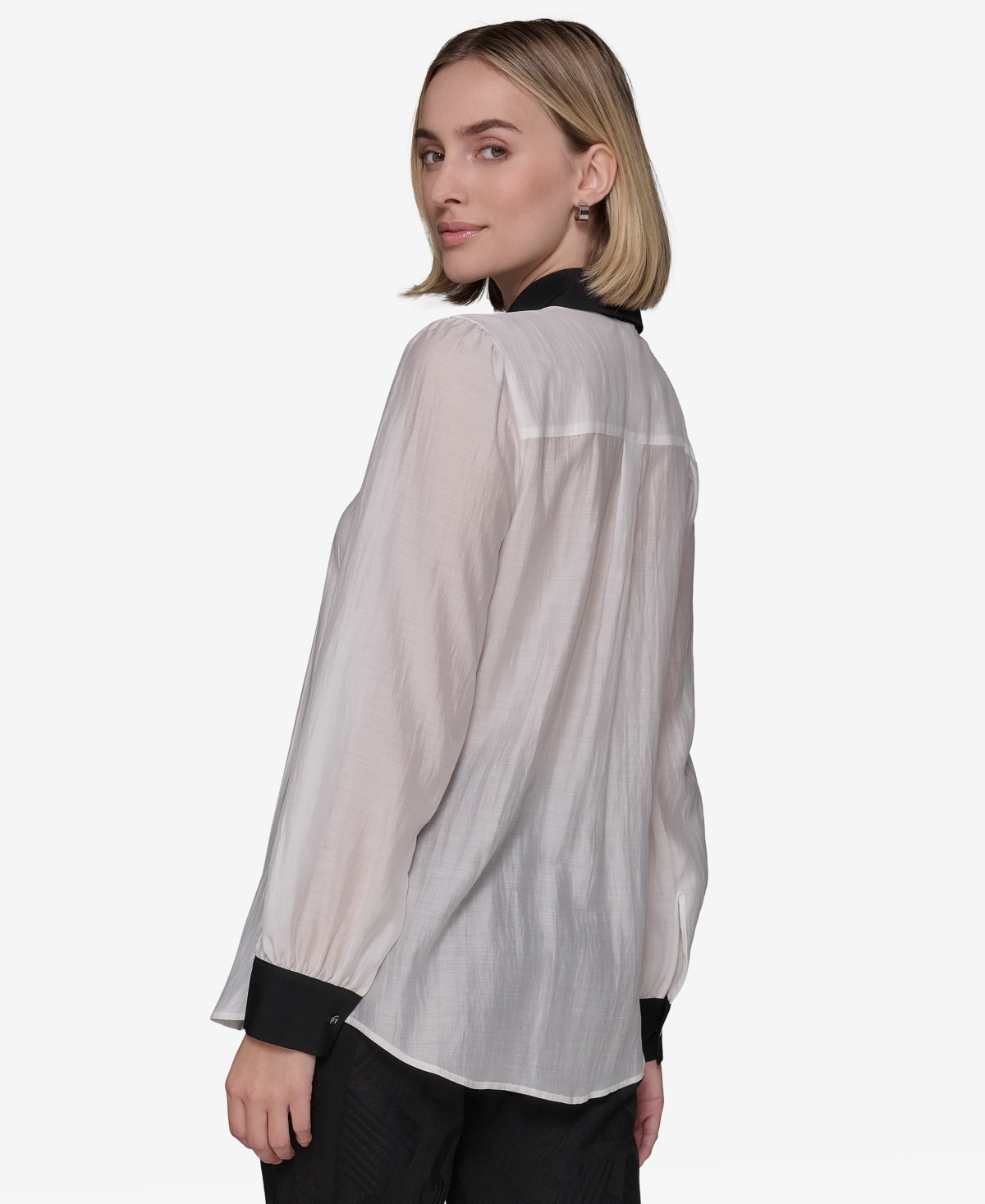 Karl Lagerfeld Women's Pintucked Blouse In Soft White