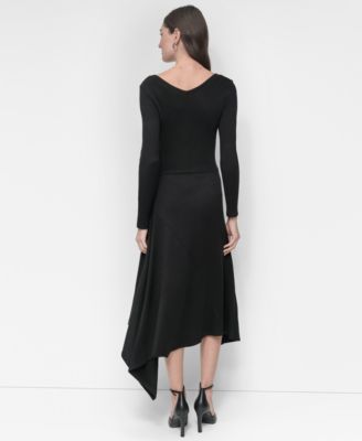 DKNY Women's Asymmetrical Long-Sleeve Midi Dress - Macy's