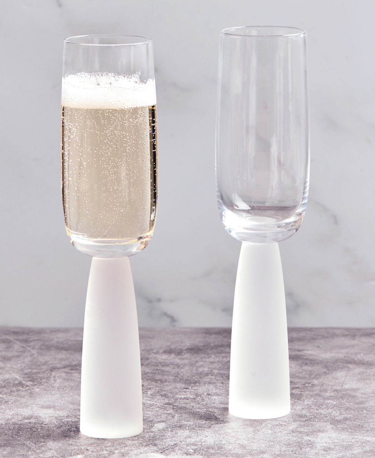 Anton Studio Designs Oslo Champagne Flutes Frost, Set Of 2 In Clear