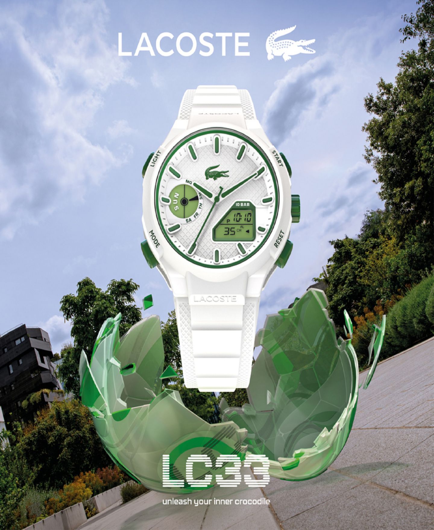Мужские часы Lacoste LC33 White Silicone Strap Watch, 45mm — фото 8