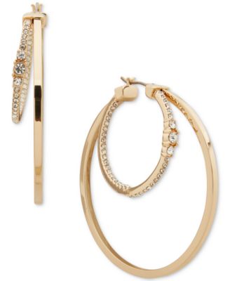 KARL LAGERFELD PARIS - Gold-Tone Crystal Split Medium Hoop Earrings, 1.8"