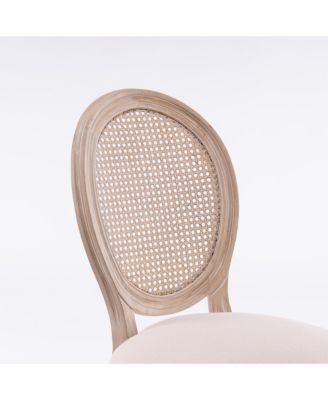 Single Piece Fabric Antique French Style Dining Chairs Set