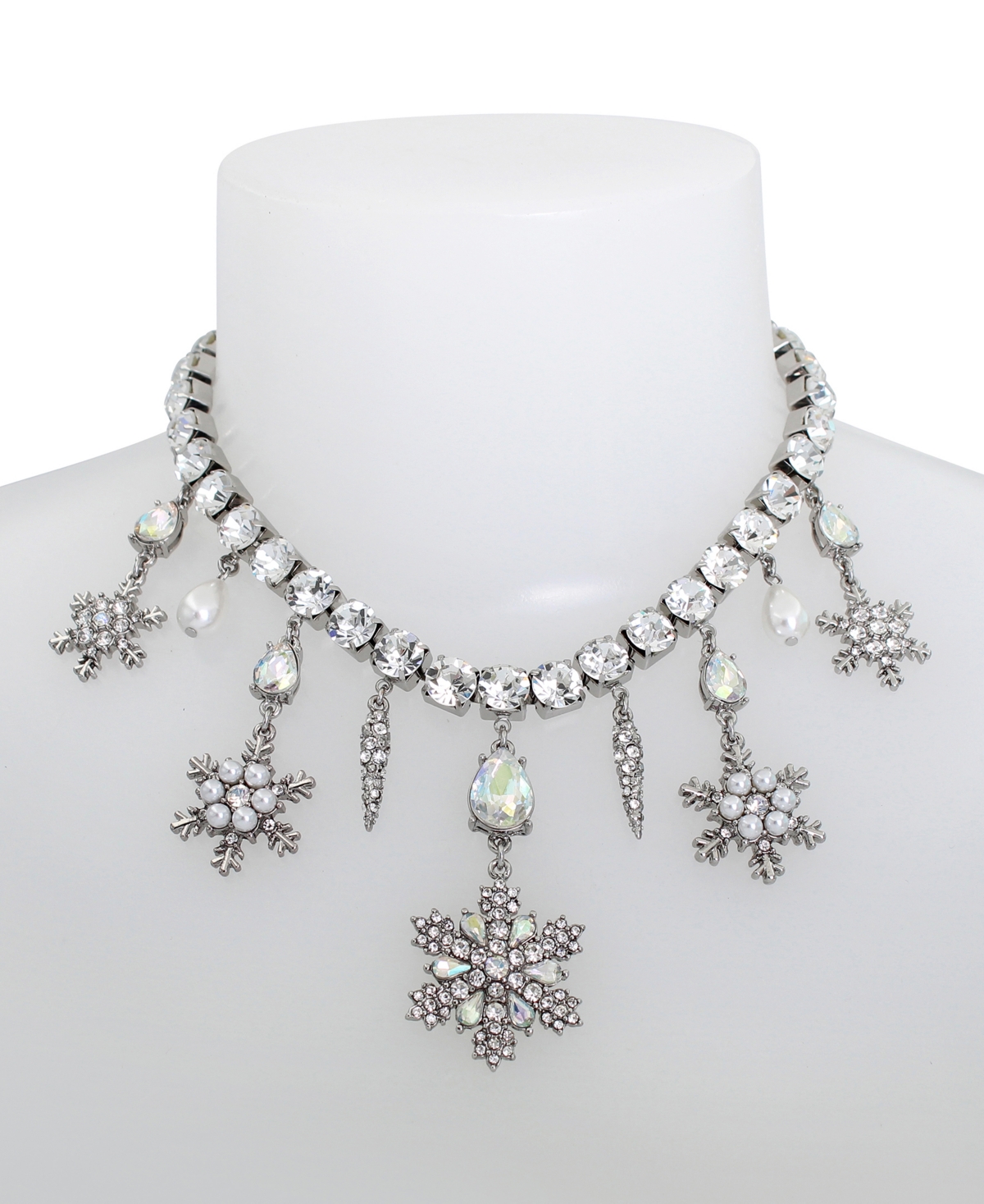 BETSEY JOHNSON FAUX STONE SNOWFLAKE GEM BIB NECKLACE 
