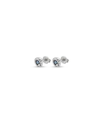 Sterling Silver Metal Clad Blue Crystal Earrings