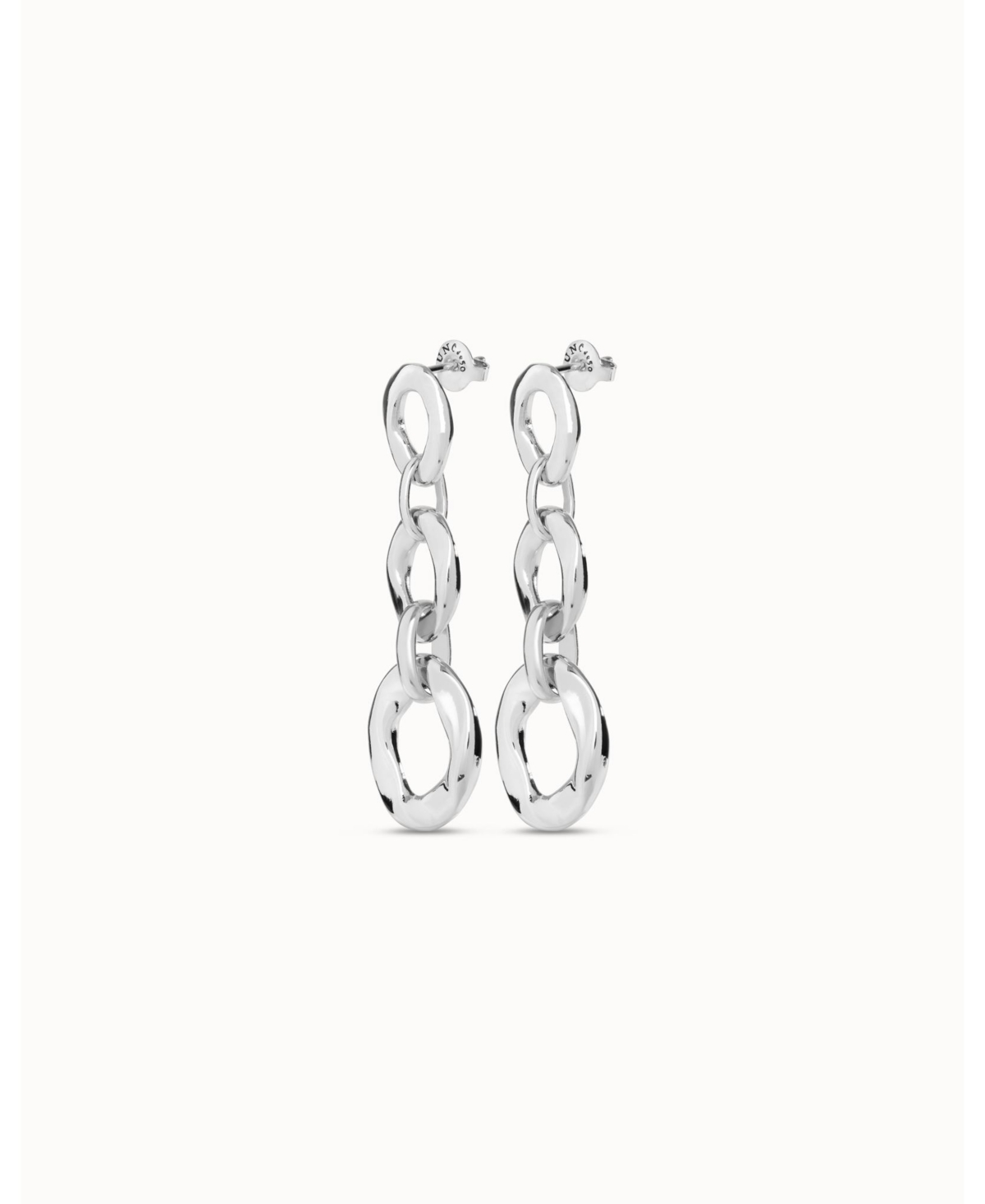 Unode50 18k Gold And Silver Plated Metal Alloy Earring With 3 Links In Silver