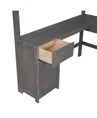 U-Shape Desk Storage Loft Bed - Full
