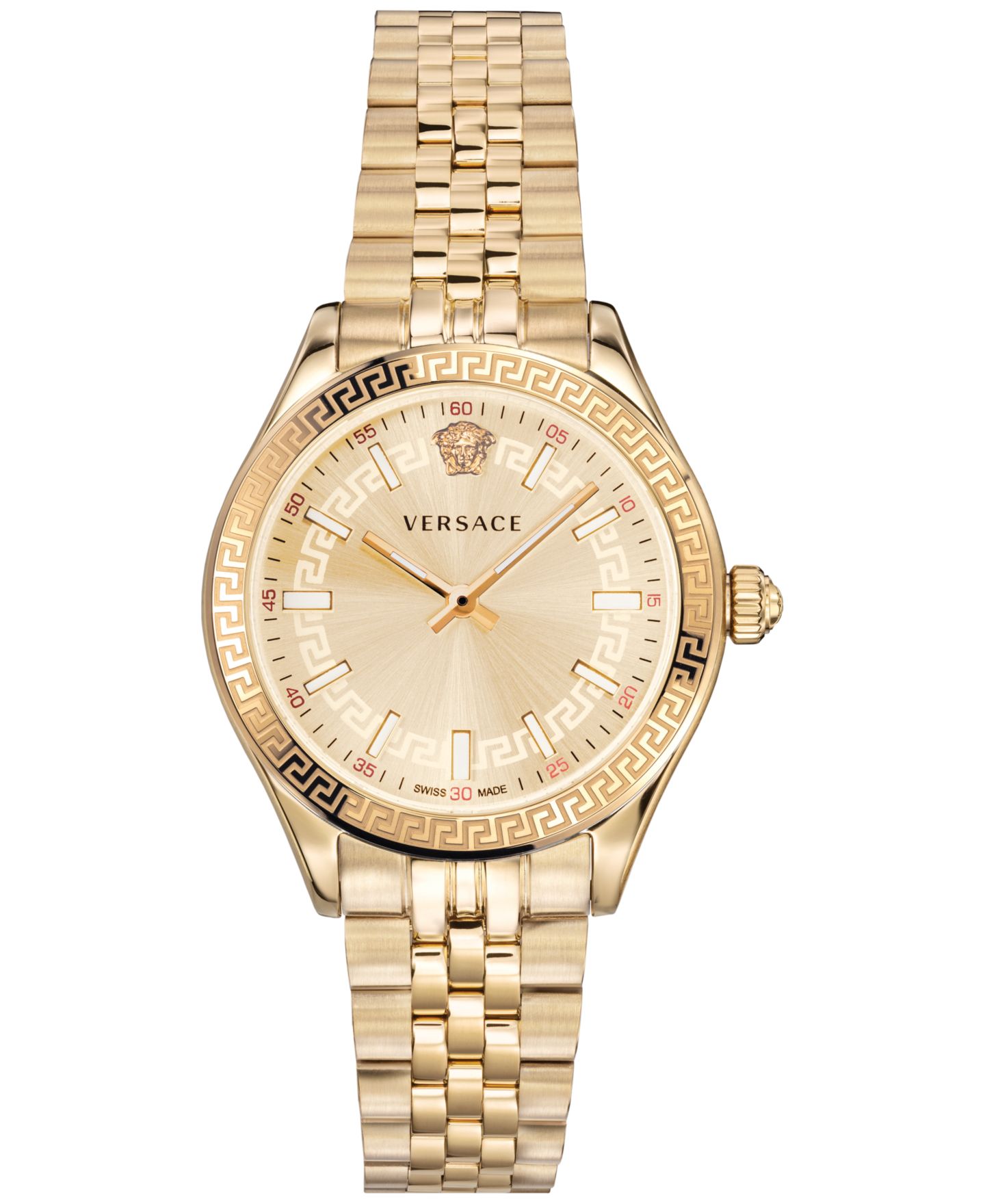 Женские часы Versace Swiss Hellenyium Gold Ion Plated Bracelet Watch 36mm — фото 1