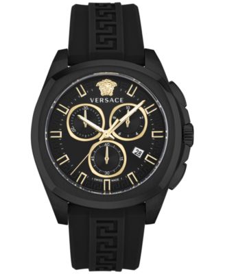 Versace - Men's Swiss Chronograph Geo Black Silicone Strap Watch 43mm