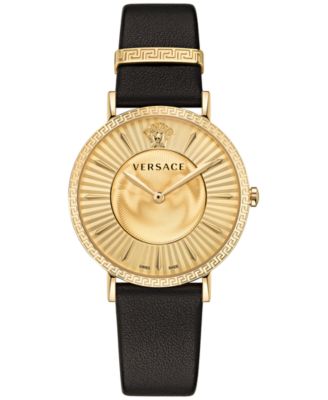 Versace - Women's Swiss Black Leather Strap Watch 38mm