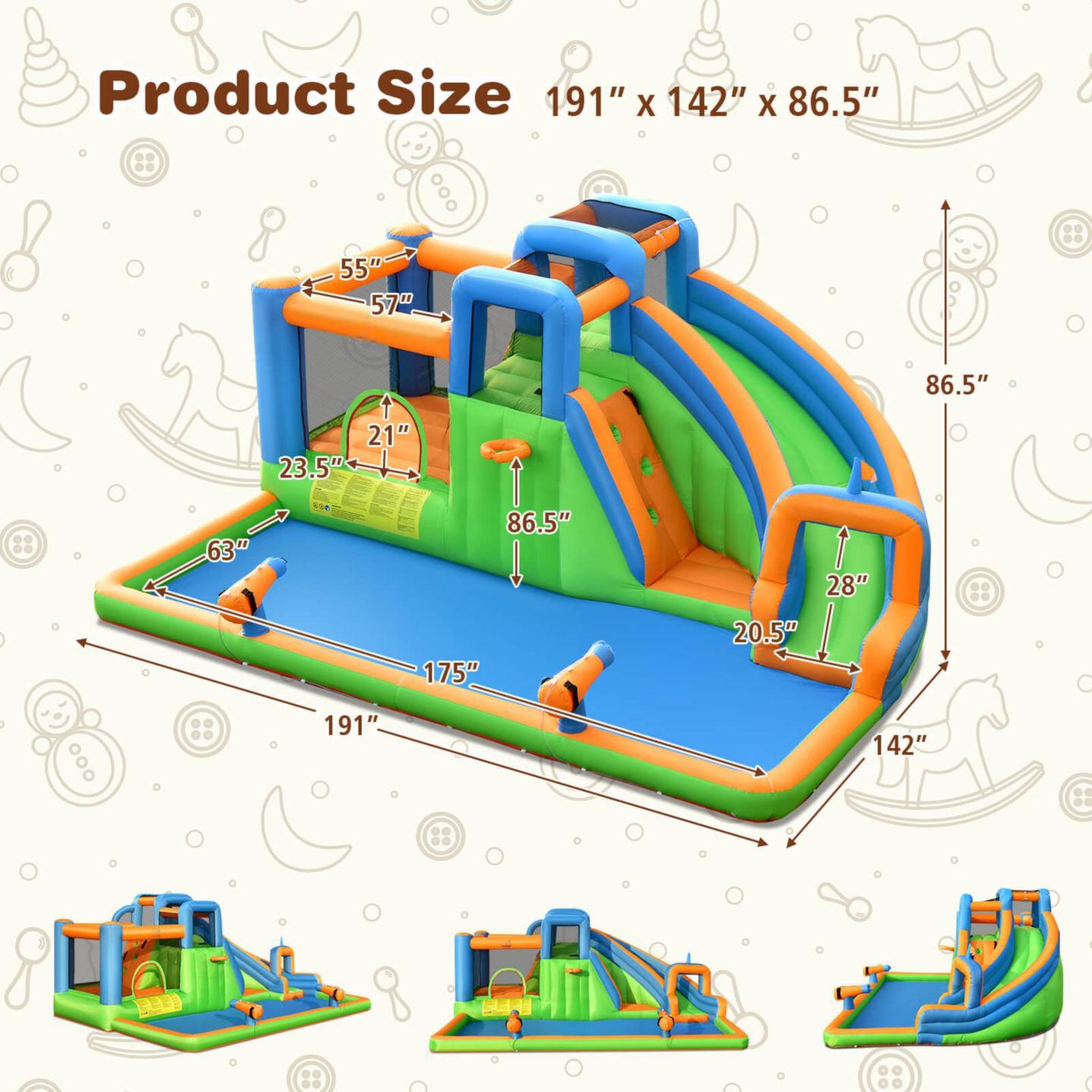 Детская игрушка GOUUN Inflatable Water Slide Bounce House with Dual Climbing Walls — фото 6