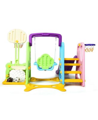 6-in-1 Climber Swing Basketball Hoop Football Gate