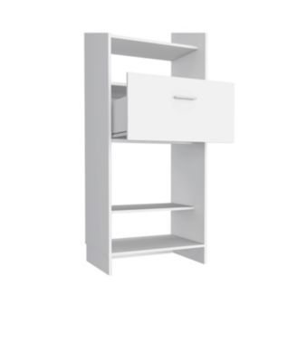 Dynamic 150 Closet System, Five Open Shelves, One Drawer, One Metal Rod, White