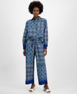 Nautica Jeans - Women's Foulard-Print Straight-Leg Pants