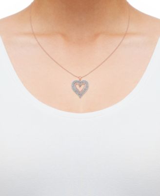 Diamond Heart 18" Pendant Necklace (1 ct. t.w.) in 10k Rose Gold