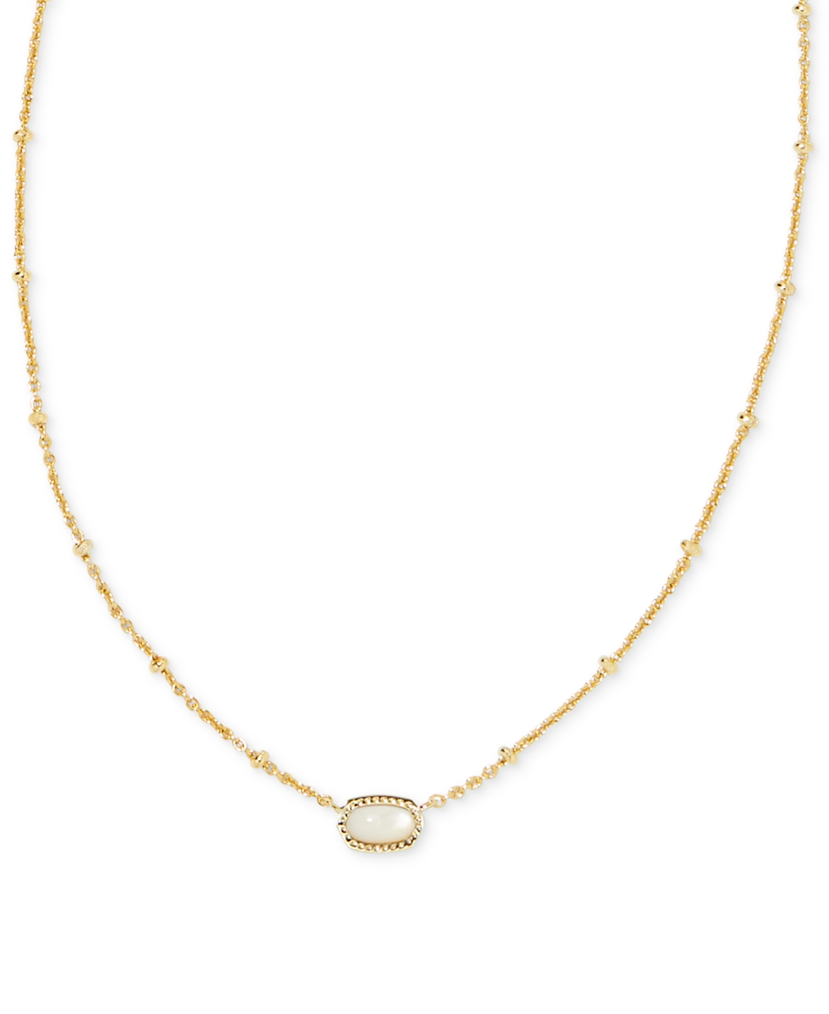 Kendra Scott Gold-tone Mini Elisa Enamel Frame Short Pendant Necklace, 15" + 4" Extender In Ivory Mother Of Pearl