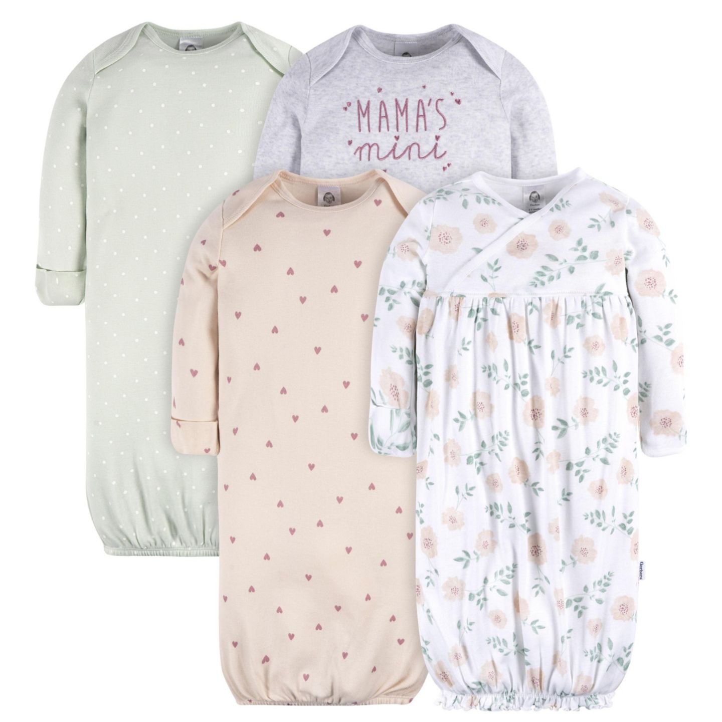 Перчатки Gerber Gowns with Mitten Cuffs, 4-Pack для девочек-малышей, цвет: Mama's Mini — фото 1
