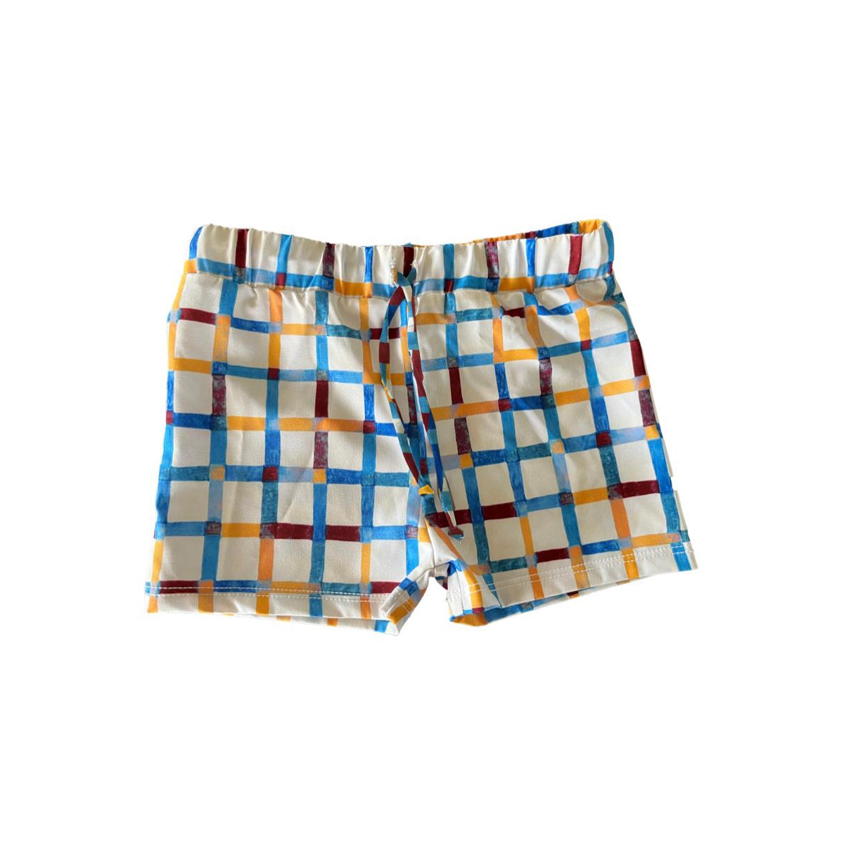 Miga Swimwear Baby and Toddler Boys' Gingham Check Boardshort -Miga Swimwear- 0-6months -- Checker ecru
