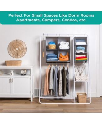 Hanging Closet Organizer with 4 Shelves and Black Metal Rod