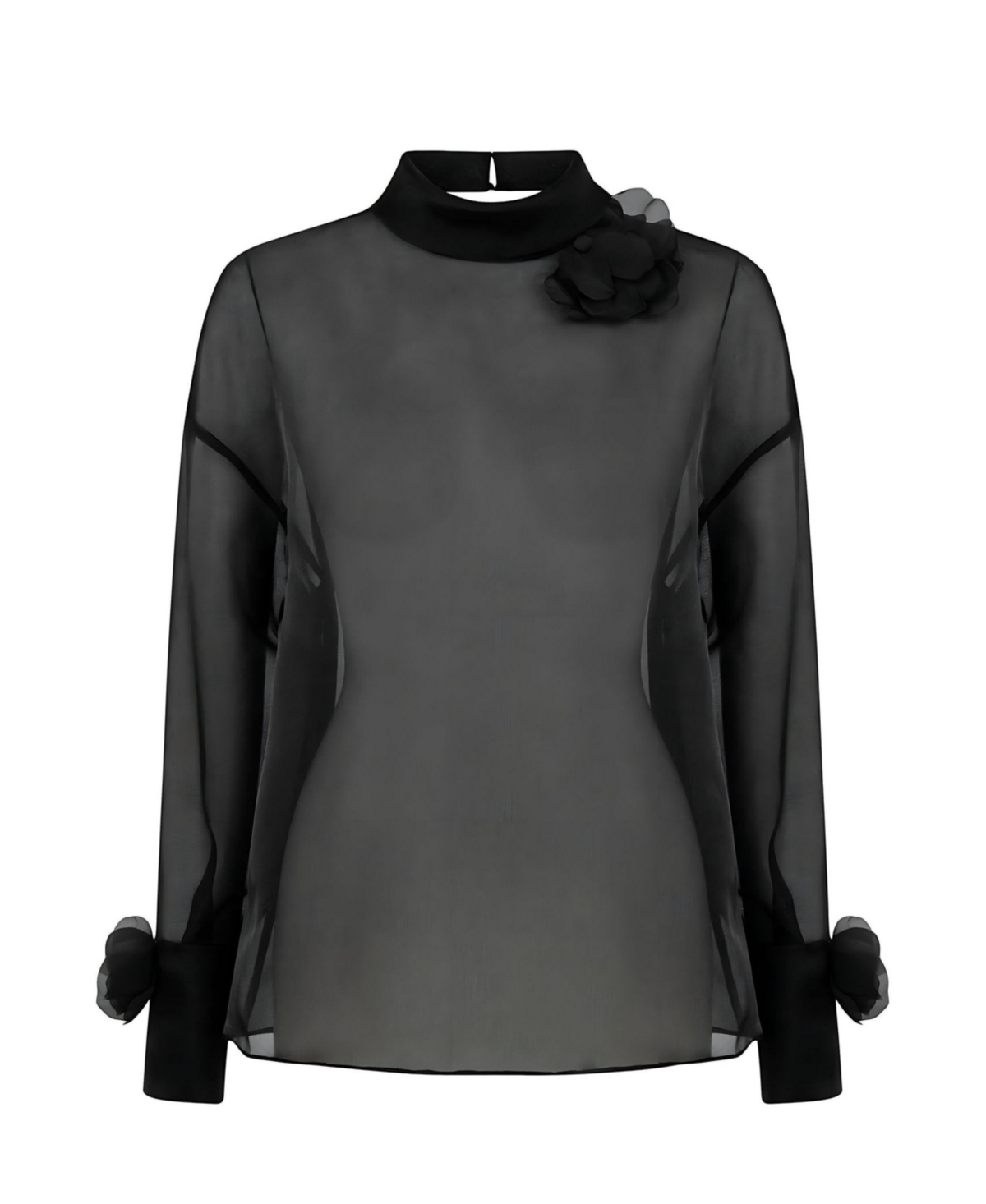 Nocturne Women's Flower Applique Sheer Blouse