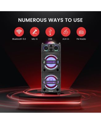 Bluetooth PA Loudspeaker Karaoke Entertainment System, Active Powered Speaker with Flashing DJ Party Lights