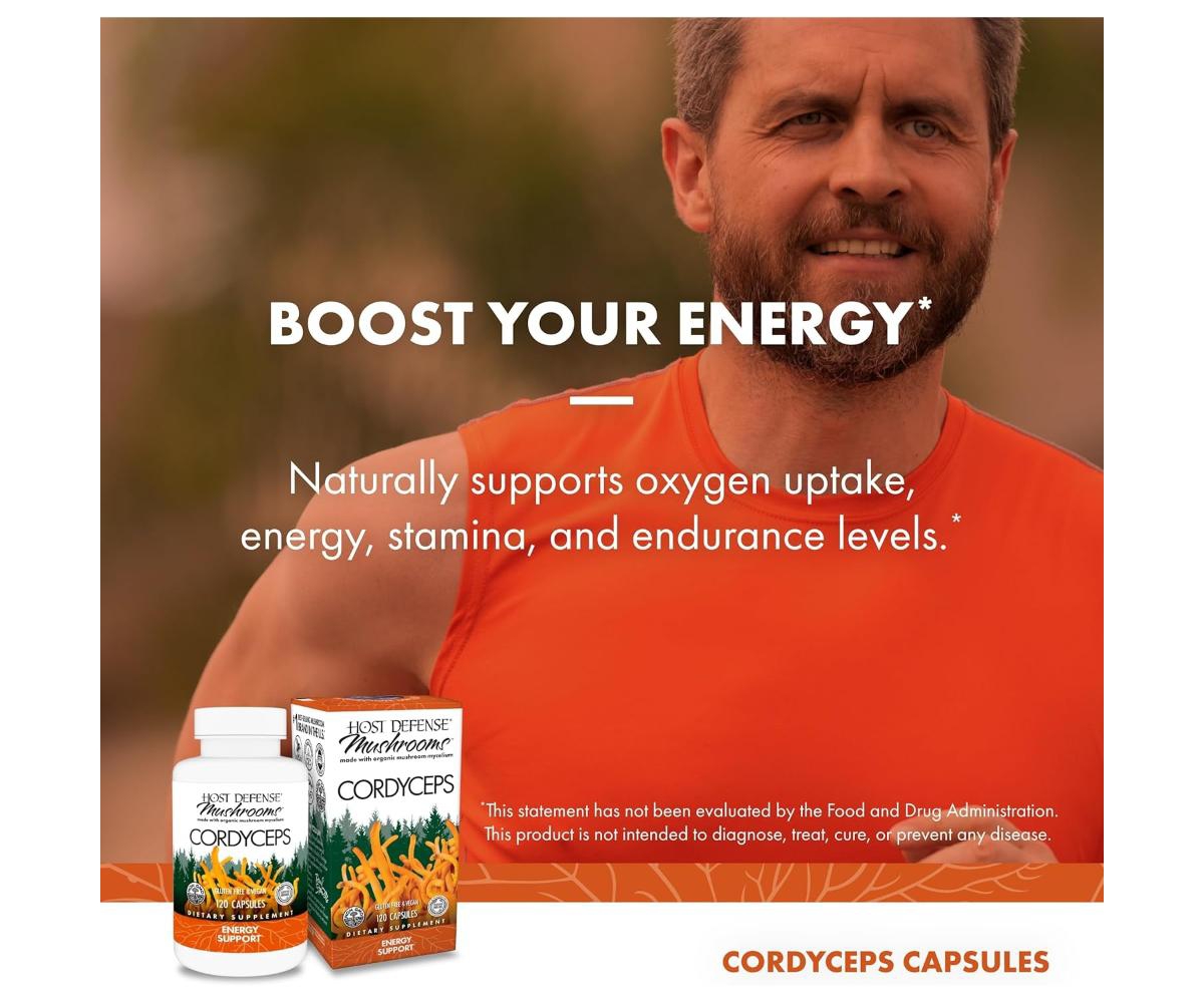 Host Defense Cordyceps Capsules - Immune & Energy Support Supplement