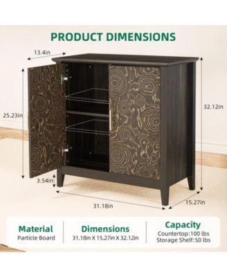 Farmhouse Sideboard Buffet Storage Cabinet – 2-Door Coffee Bar Cabinet With Adjustable Shelf, Accent Cabinet For Kitchen And Living Room