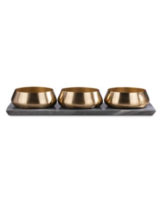 Uptown Condiment Bowls with Marble Board, Set of 3