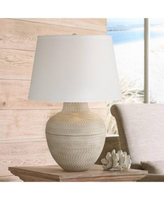 Brighton 27 1/4" Tall Hammered Pot Farmhouse Rustic Modern Table Lamp Beige Finish Metal Single Living Room Bedroom