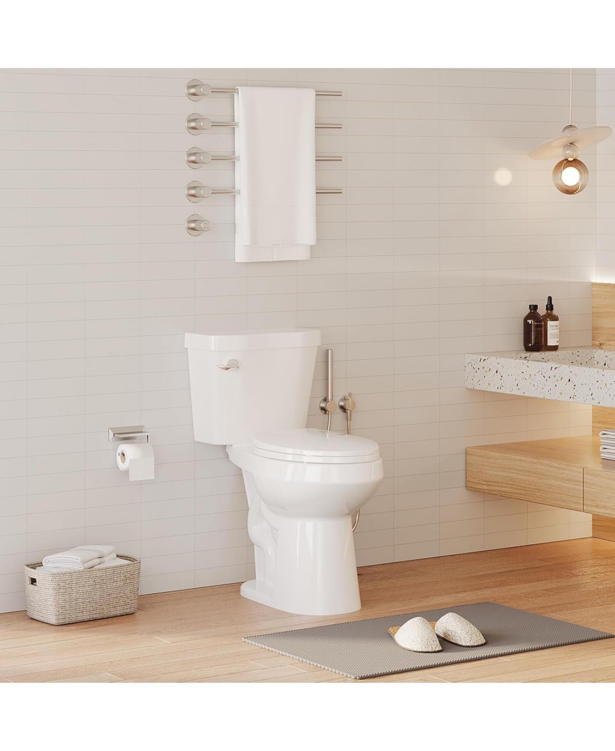 Two-Piece Round Toilet - 21" Bowl Height, Standard Seat Included - White