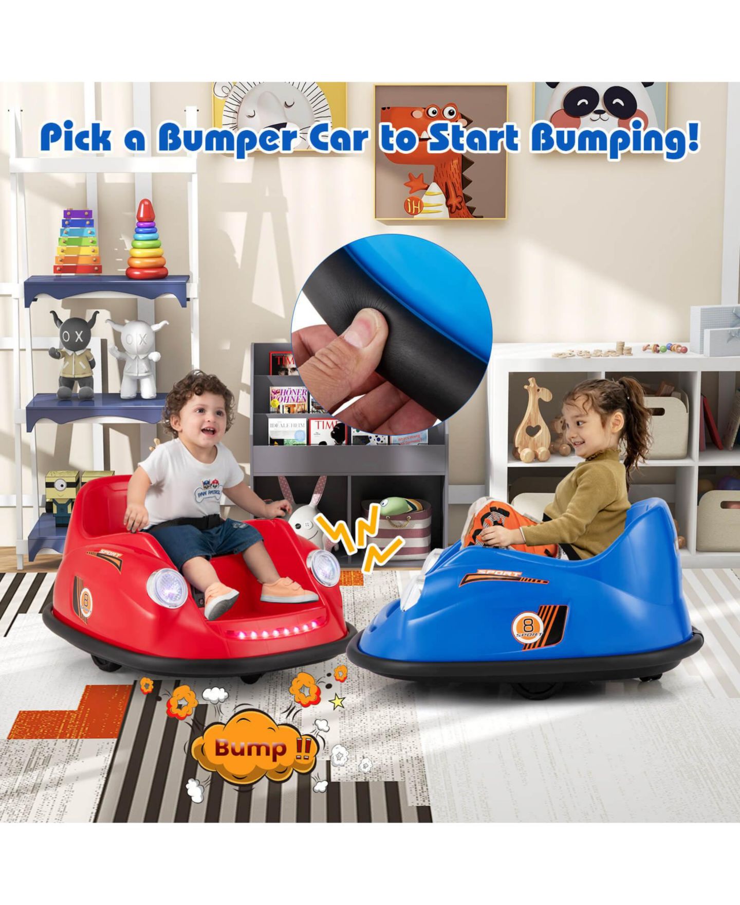 Детская игрушка Costway Remote-Control Ride on Bumper Car with 360-Degree Spin, Ages 2-5, цвет: Тёмный синий — фото 2