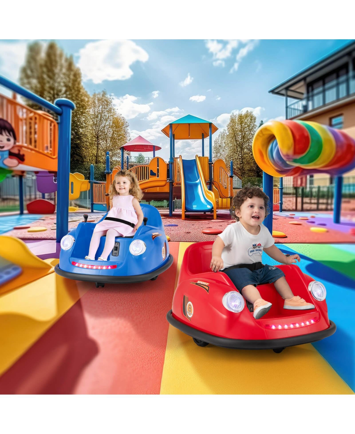 Costway Ride on Bumper Car for Kids with Remote Control 360 Degree Spin Led Light