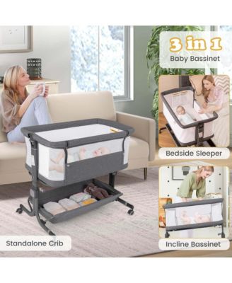 Baby Bassinet Bedside Sleeper with6-Level Adjustable Height