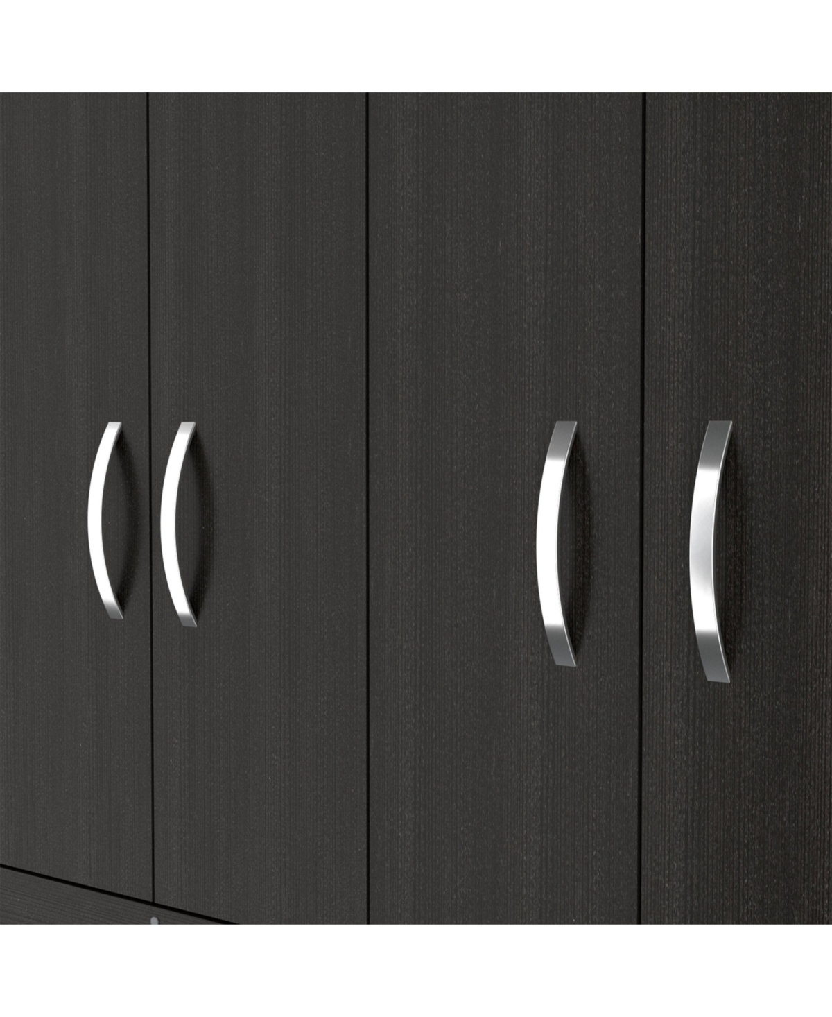 Depot E-Shop Hamilton Mobile Armoire, Double Door Cabinet, Three Drawers, Rods, Two Shelves,- Black