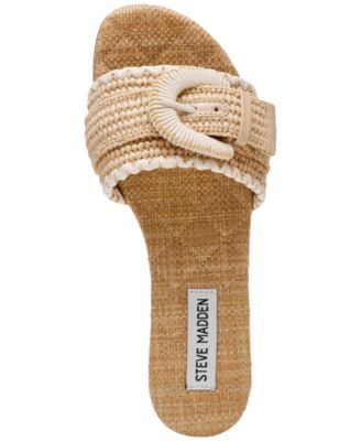 Steve Madden Women's Merla Raffia Buckle Slide Sandals - Macy's