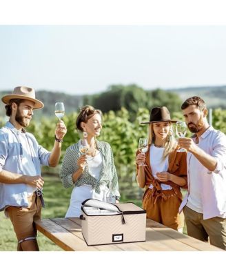Wine Glass Storage Box with Dividers and 5&amp;quot;W cells - Holds 12 Wine Glasses up to 10&amp;quot; Tall