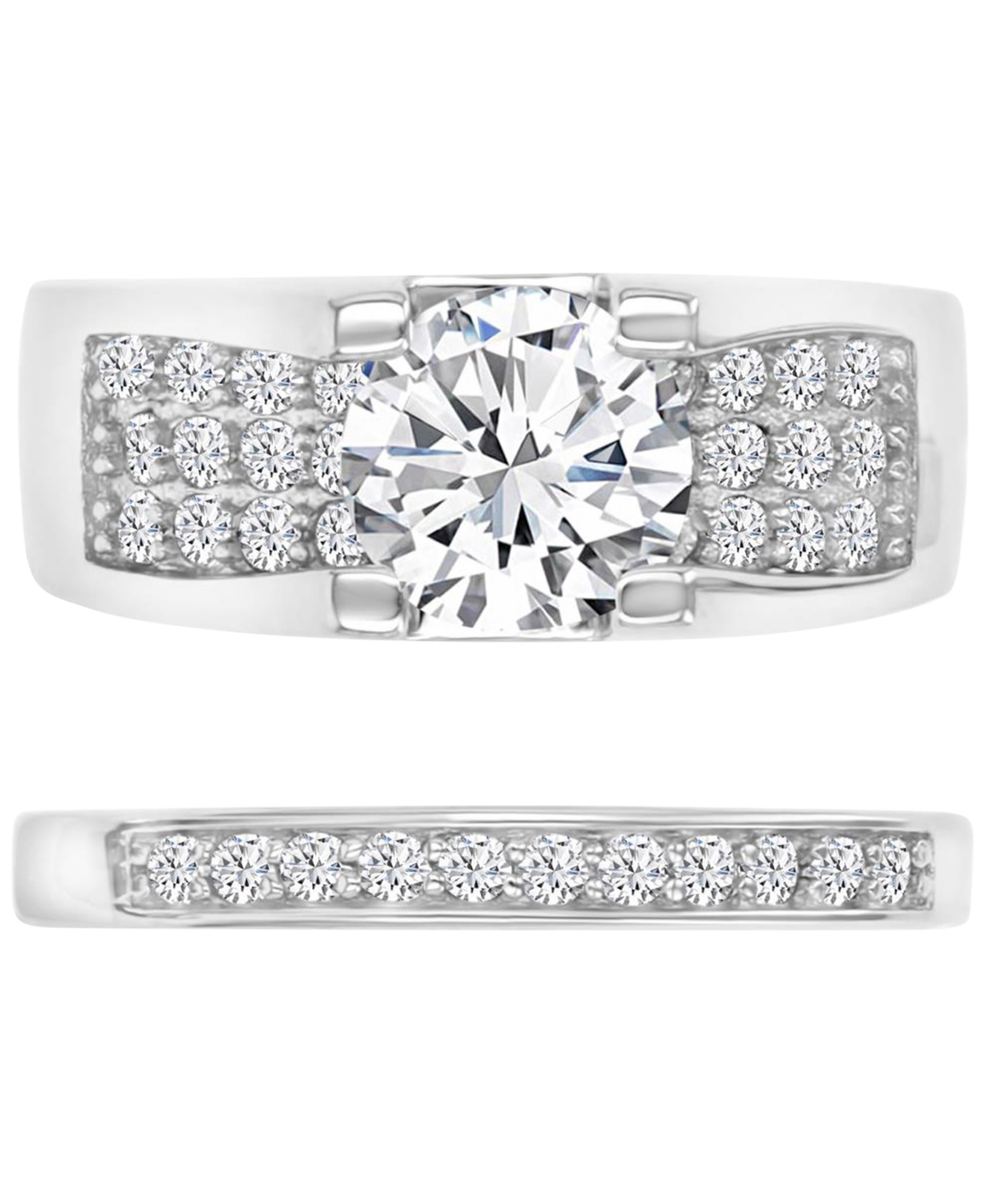 Macy's Cubic Zirconia Sterling Silver Ring, Exclusively At  In Rhodium
