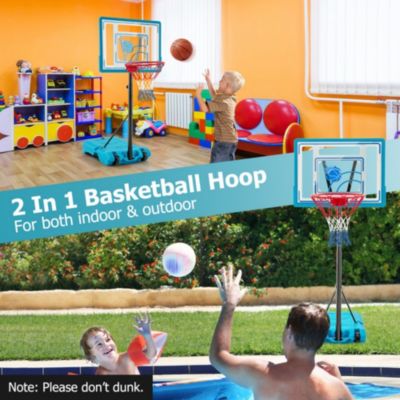 Adjustable Pool Basketball Hoop with Stable Base Portable Design and Durable Backboard for Indoor and Poolside Play