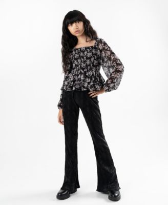 Stella 88 Big Girls Textured Knit Flare Pant - Macy's