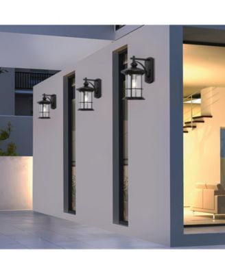 1 Waterproof Outdoor Wall Light, Clear Glass Sheet Outdoor Wall Light, Matte Black