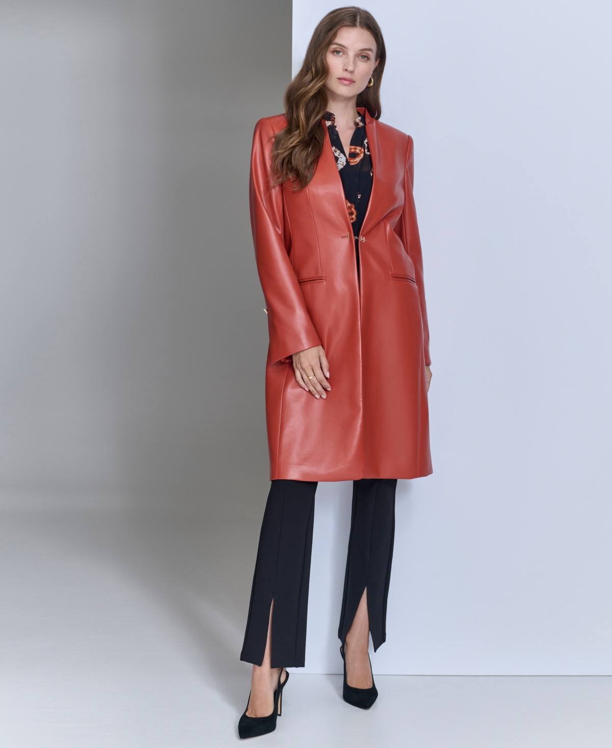 Halston Women's Faux-Leather Topper Jacket
