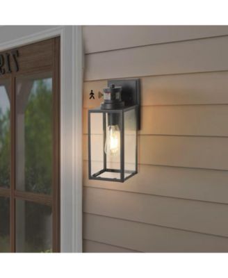 1-Light Matte Black Non-Motion Sensing Outdoor Hardwired Wall Sconce Light with Socket, Bulb Not Included