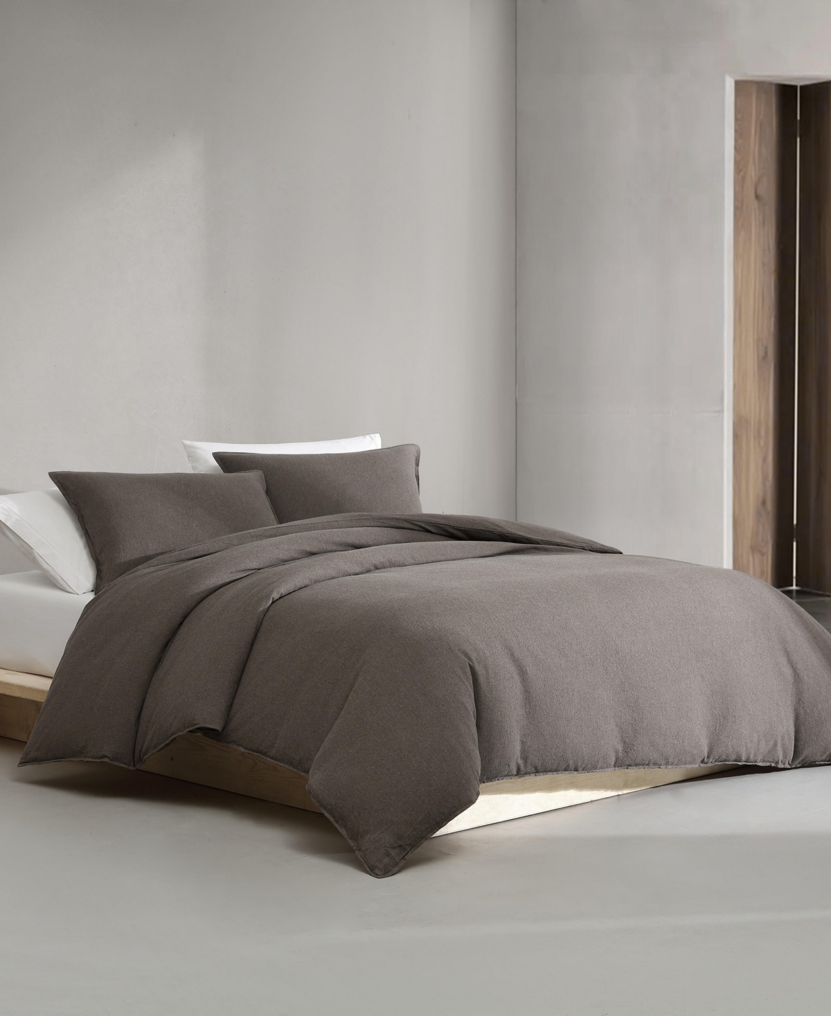 Calvin Klein Melange Flannel 3-pc. Comforter Set, King In Brown