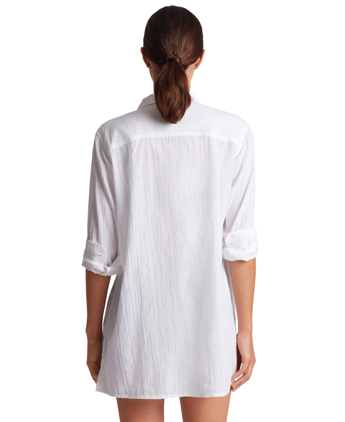 Ralph Lauren Women's Classic Camp Shirt Swim Cover-up In White