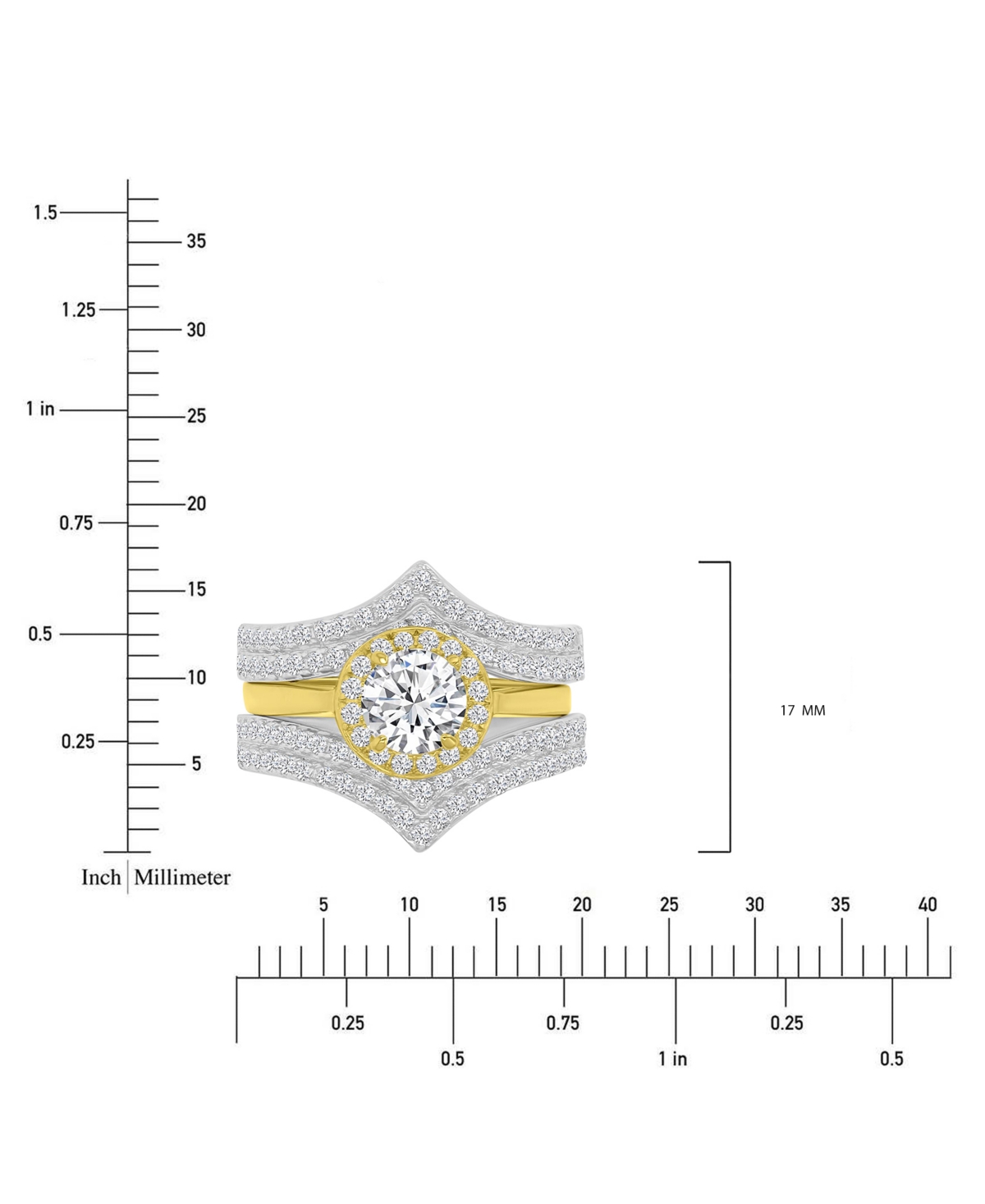Macy's Cubic Zirconia Two-tone Ring, Exclusively At  In Gold