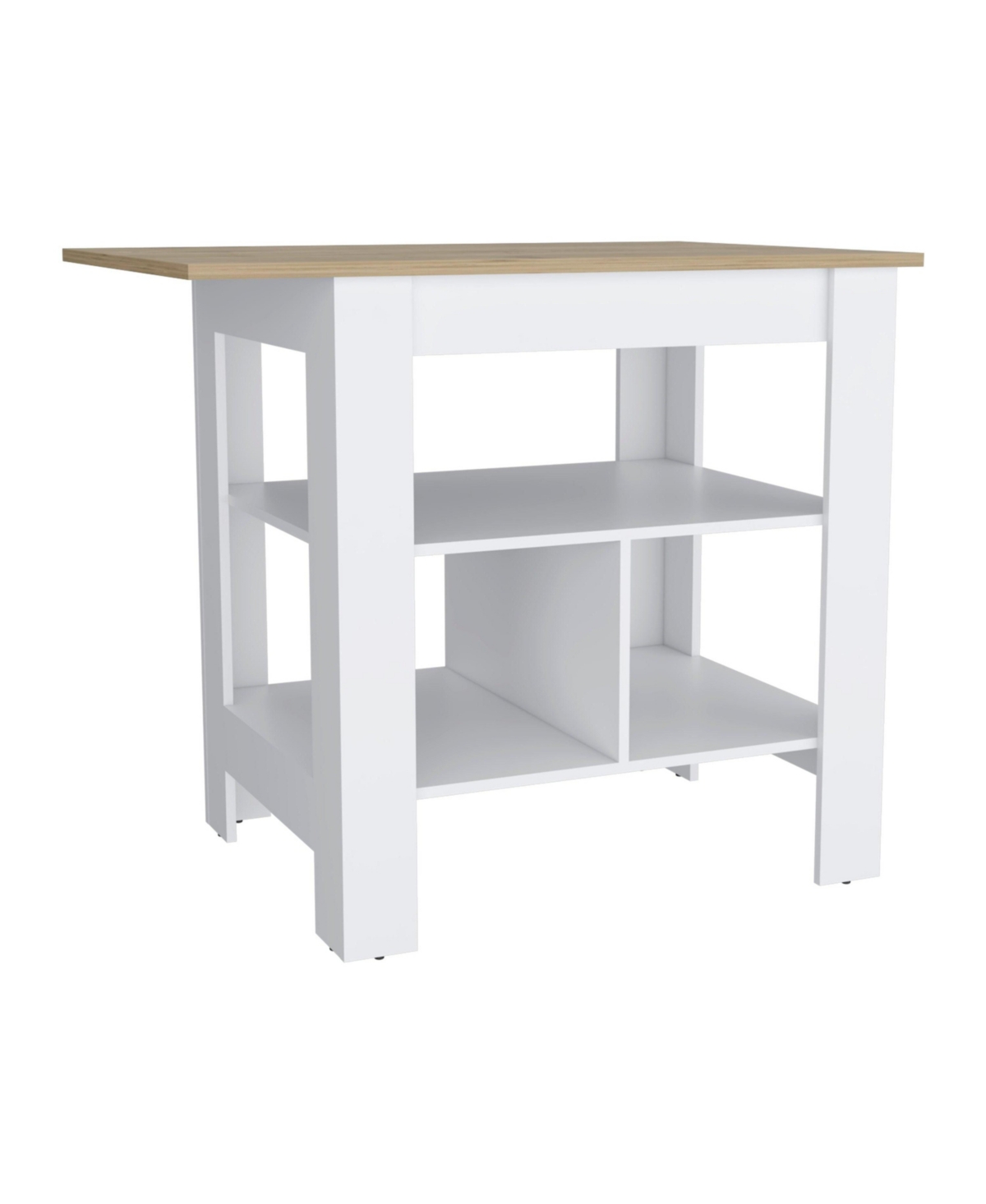 Depot E-Shop Finley Kitchen Island, kitchen table H, 3 Open Shelves -/ macadamia