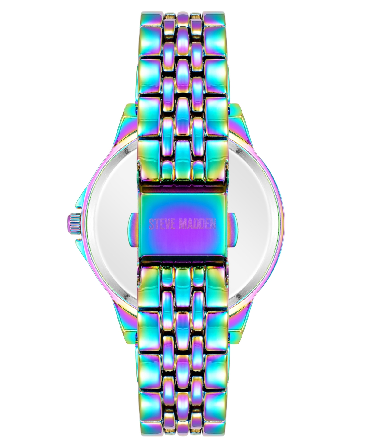 Steve Madden Women's Essentialand Rainbow Alloy Metal Bracelet Watch, 33.5mm - Black/Rainbow