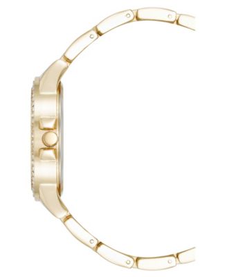 Women's Signature Pink Enamel and Gold-Tone Alloy Metal Bracelet Watch, 36mm